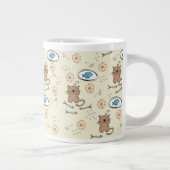 Katzen- und Fischmuster Jumbo-Tasse (Rechts)