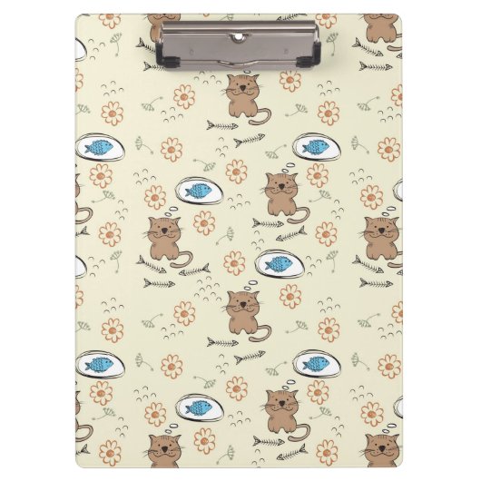 Katzen- und Fischmuster Klemmbrett (Vorderseite)