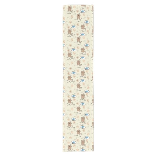 Katzen- und Fischmuster Kurzer Tischläufer (Vorderseite)