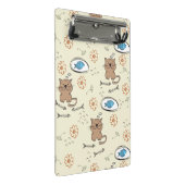 Katzen- und Fischmuster Mini Klemmbrett (Schrägansicht)