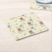 Katzen- und Fischmuster Rechteckiger Pappuntersetzer (angewinkelt)