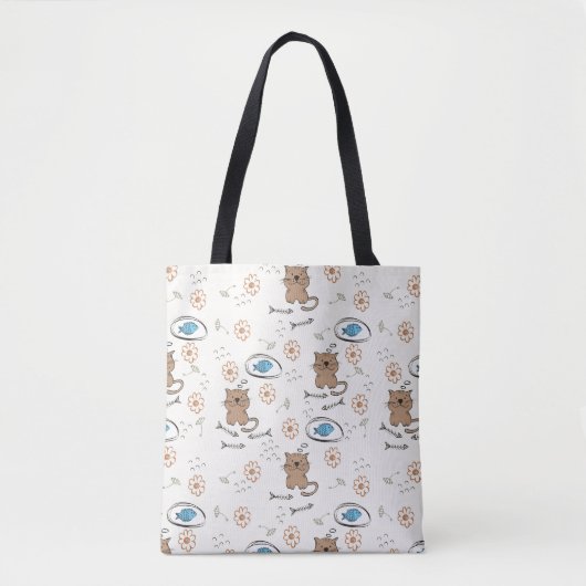 Katzen- und Fischmuster Tasche (Vorderseite)
