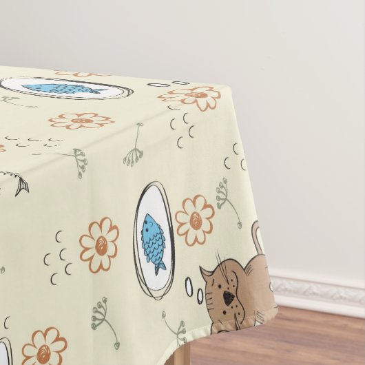 Katzen- und Fischmuster Tischdecke (Beispiel)