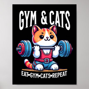 Katzen und Fitnessstudio Workout Lustige Kitten Bo Poster