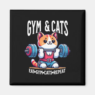 Katzen und Fitnessstudio Workout Lustiges Kätzchen Magnet