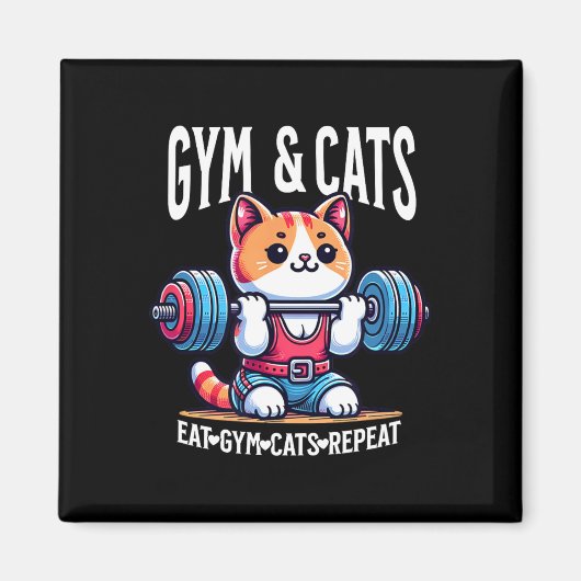 Katzen und Fitnessstudio Workout Lustiges Kätzchen Magnet (Vorne)