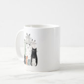 Katzen und Freunde Wasserfarbe Gouache Illustratio Kaffeetasse (Vorderseite Links)