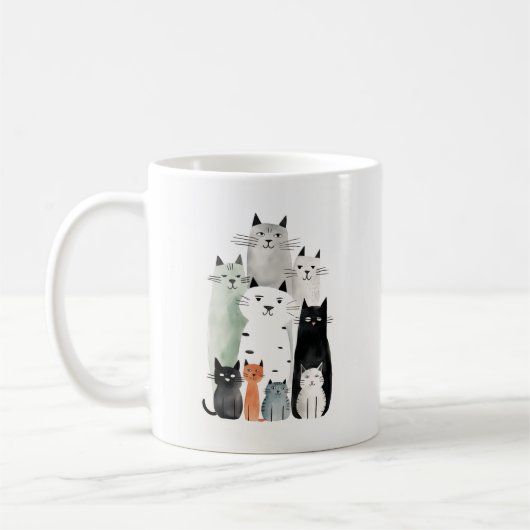 Katzen und Freunde Wasserfarbe Gouache Illustratio Kaffeetasse (Links)