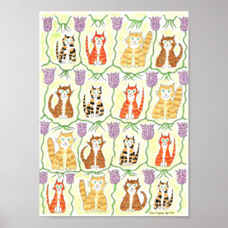 Katzen und Fritillen nach William Morris Poster