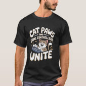 Katzen und Gamecontroller vereinen Pun-Katzen und  T-Shirt (Vorderseite)