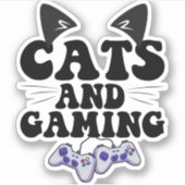 Katzen und Gaming Funny Cat Pet Lover Gaming Gesch Aufkleber (Vorderseite)