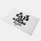 Katzen und Gaming Funny Cat Pet Lover Gaming Gesch Fußmatte (Schrägansicht)
