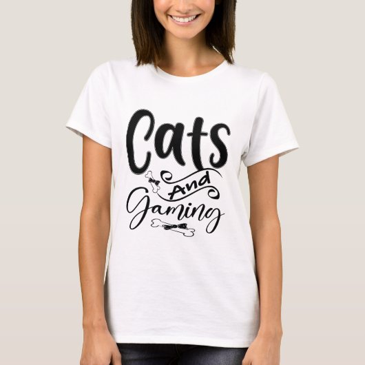 Katzen und Gaming Funny T-Shirt (Vorderseite)