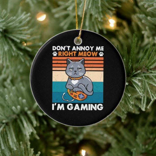 Katzen und Gaming für das Cat Lover Gamer Video Ga Keramik Ornament (Baum)