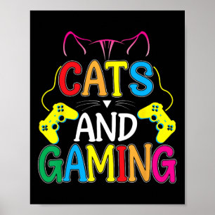 Katzen und Gaming für das Cat Lover Gamer Video Ga Poster