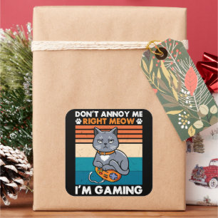 Katzen und Gaming für das Cat Lover Gamer Video Ga Quadratischer Aufkleber
