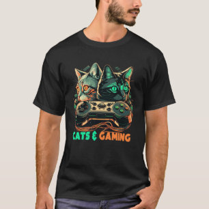 Katzen und Gaming Katzen Miezen Gaming Videospie T-Shirt