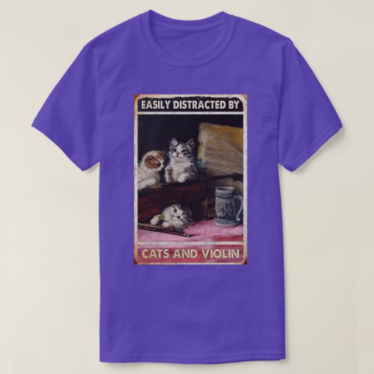 Katzen und Geige Leicht von Katzen und Viol abgele T-Shirt (Design vorne)