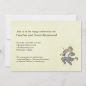 Katzen-und Geigen-Baby-Duschen-Gelb Vintag Einladung (Rückseite)