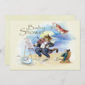 Katzen-und Geigen-Baby-Duschen-Gelb Vintag Einladung (Vorne/Hinten)