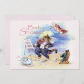 Katzen-und Geigen-Babyparty-Rosa Einladung (Vorne/Hinten)