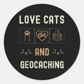Katzen und Geocaching Kätzchen Haustiere Männer Fr Runder Aufkleber
