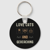 Katzen und Geocaching Kätzchen Haustiere Männer Fr Schlüsselanhänger (Vorderseite)