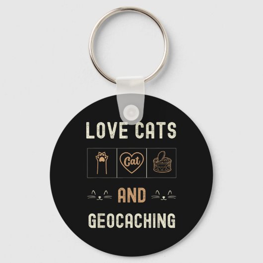 Katzen und Geocaching Kätzchen Haustiere Männer Fr Schlüsselanhänger (Vorderseite)