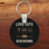 Katzen und Geocaching Kätzchen Haustiere Männer Fr Schlüsselanhänger (Vorderseite)