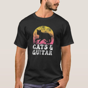 Katzen und Gitarre Vintag Retro Hobby T-Shirt