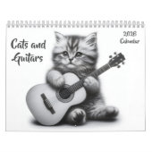 Katzen und Gitarren Schwarz und Weiß 2026 Kalender (Titelbild)