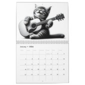 Katzen und Gitarren Schwarz und Weiß 2026 Kalender (Jan 2026)