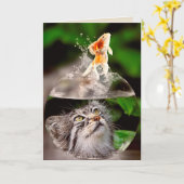 Katzen- und Goldfisch-Grußkarte Karte (Gelbe Blume)