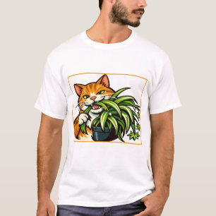 Katzen und Grünlilien Lustige Kunst T-Shirt