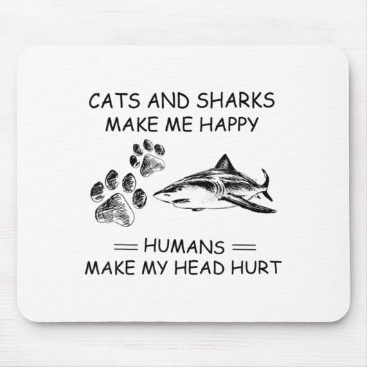 Katzen und Haie machen mich glücklich Menschen mac Mousepad (Vorne)