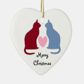 Katzen und Herz frohe Weihnachten Keramik Ornament (Rechts)