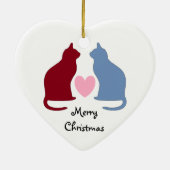 Katzen und Herz frohe Weihnachten Keramik Ornament (Hinten)
