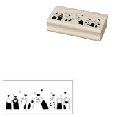 Katzen und Herz Gummistempel (Stempel)