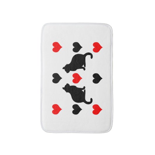 Katzen und Herz-Muster Badematte (Vorderseite Vertikal)