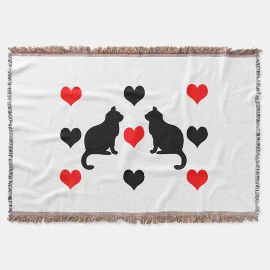 Katzen und Herz-Muster Decke (Vorderseite)