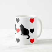 Katzen und Herz-Muster Kaffeetasse (VorderseiteRechts)