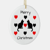 Katzen und Herz-Muster Keramik Ornament (Rechts)