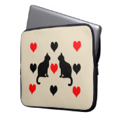 Katzen und Herz-Muster Laptopschutzhülle (Vorderseite Links)