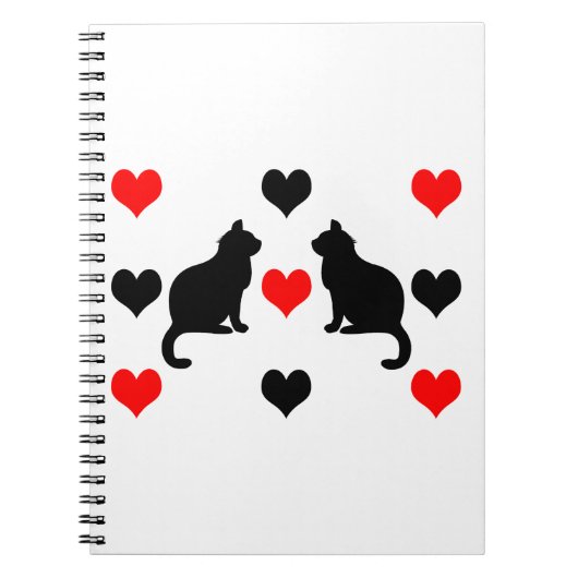 Katzen und Herz-Muster Notizblock (Vorderseite)