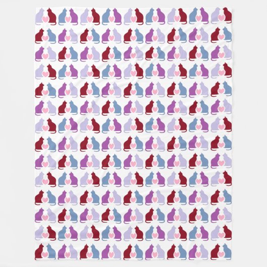 Katzen und Herzen Fleecedecke (Vorderseite)