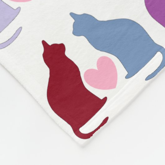 Katzen und Herzen Fleecedecke (Ecke)