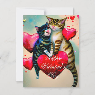 Katzen und Herzen Kinder Valentinstag Feiertagskarte