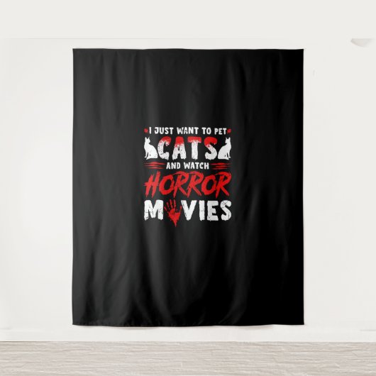 Katzen und Horror Wandteppich (Vorderseite)