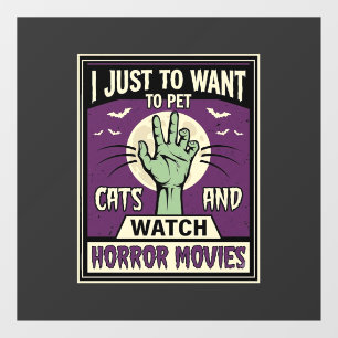 Katzen und Horrorfilme Halloween-Design Fensteraufkleber
