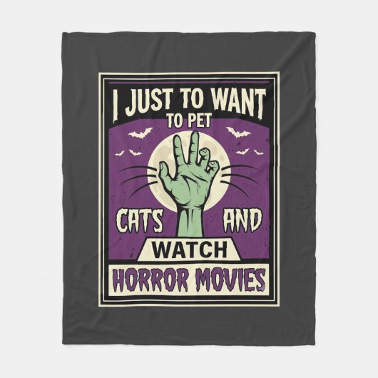 Katzen und Horrorfilme Halloween-Design Fleecedecke (Vorderseite)